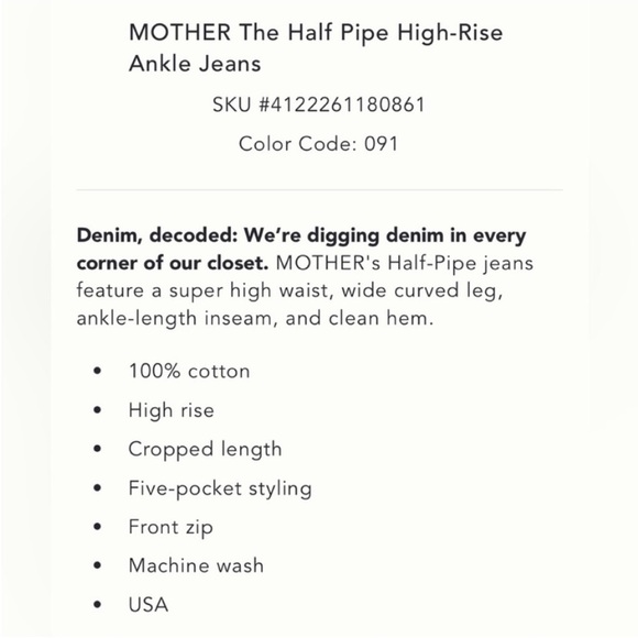 MOTHER Half-Pipe Ankle Jeans Size 27 NWT - Picture 5 of 13